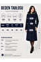 Women's Fur-Trimmed Buttoned Belted Cashmere Coat Navy Blue - 3