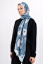 Flower Pattern Cotton Shawl, Imported Fabric, High Quality & New Season Shawl, Rosea Collection "Blue-Stone" - 5