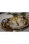 Lunea 2-Piece Gold-Handled Oval Coffee and Engagement Tray - Glass Ring Holder Set (20x25cm) - 6