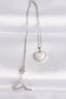 316L Steel Chain Silver Color White Stone Curved Heart Necklace - 2