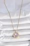 316L Steel Gold Color Chain Purple Flower Embroidered Pearl Detail Portrait Model Women's Necklace - 2