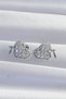 Brass Silver Color Bow Detail Heart Earrings with Pearls and Zircon Stone - 2