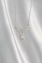 316L Steel Silver Color Zircon Stone Bow Detail Drop Necklace - 2