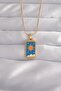 316L Steel Gold Color Blue Enamel Sun Model Tarot Necklace