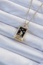 316L Steel Chain Gold Color Zircon Stone Black Enamel Girl Figured Tarot Necklace