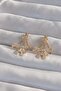 Brass Gold Color Zircon Stone Flat Bow Model Earrings