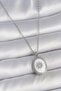 316L Steel Silver Color White Enamel Sun Engraved Evil Eye Bead Detail Medallion Model Women's Necklace