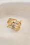 Adjustable Gold Color Metal Zircon Stone Ring