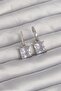 Brass Silver Color Square Zircon Stone Hoop Earrings