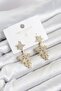 Star Model Gold Color Zircon Stone Earrings - 2
