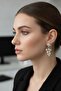 Star Model Gold Color Zircon Stone Earrings