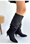 Brenda Premium Black Suede Bellows Pointed Toe Heeled Boots - 2