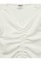 Cotton Long Sleeve V-Neck Drawstring T-Shirt - 5