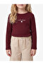 Ribbed Long Sleeve Crew Neck Printed Cotton T-Shirt - 2