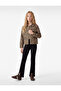 Loose Fit Cotton Long Sleeve Leopard Print Denim Jacket