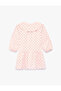 Cotton A-Line Long Sleeve Polka Dot Baby Collar Dress - 6