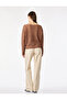 Textured Mesh Long Sleeve Boat Neck Oversized Blouse - 4