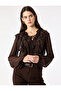 Layered Ruffle Tulle Lace-Up V-Neck Long Sleeve Tulle Blouse - 2