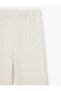 Textured Wide Leg Pants with Elastic Waist - 6