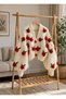 Red Rose Detailed Hand Knitted Women's Cardigan, Floral Cardigan, Trendy Cardigan - 3