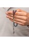 Silver Kazaz Tasseled Transparent Blue Crimped Amber Prayer Beads - 2