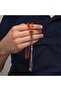 Metal Tasseled Capsule Cut Crimped Amber Prayer Beads - 4