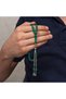 Green Crimped Amber Prayer Beads with Metal Tassels - 3