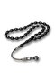 Silver Kazaz Tassel Black Crimped Amber Prayer Beads