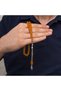 Metal Tasseled 7X11 mm Cut and Crimped Amber Prayer Beads - 2