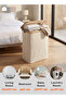 160L Laundry Hamper, 3 Sections, with Lid, Removable Bags, Handles, and Foldable Design - 4