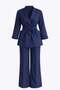 Belted Double-Breasted Jacket and Trousers Set - 6