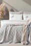 Mode Gray Embroidered Double Duvet Cover Blanket Set - 8 Piece Dowry Set