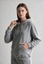 Women's Light Smoked Hooded Sweatshirt with Kangaroo Pocket and 3-Thread Inner Fleece