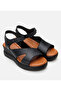Women's Leather Black Wedge Heeled Sandals - 2