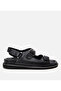 Men's Leather Black Adjustable Comfortable Sole Sandals