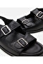Men's Leather Black Adjustable Comfortable Sole Sandals - 5