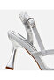 Women's Silvery Thin Heeled Sandals - 4