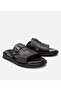Men's Leather Black Light Sole Belt Detailed Slippers - 2