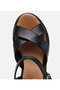 Women's Leather Black Wedge Heeled Sandals - 5