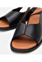 Women's Leather Black Flat Sandals - 3