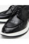 Men's Leather Black Crocodile Patterned Casual Shoes - 3