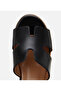 Women's Leather Black Stone Heeled Slippers - 5