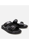 Men's Leather Black Light Sole Belt Detailed Slippers - 2