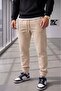 Men's Beige Combed Cotton Sweatpants