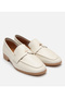 Women's Leather Ecru Flexible Sole Classic Loafer - 2