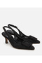 Women's Black Patterned Open Back Heeled Shoes - 2