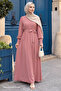 Balloon Sleeve Plain Model Dusty Rose Dress - 3