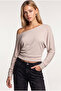 Open Shoulder Soft Modal Blouse Lby0017 Stone - 2