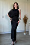 One-Shoulder Halter Neck Draped Elegant Shimmering Maxi Black Tulle Dress - 8