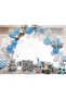 Set of 15 Silver Confetti Balloons, 5 Transparent Balloons, 5 Macaron Blue Balloons, 5 Metallic Gray Balloons - 5
